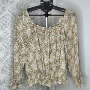 NEW Daniel Rain DR2 | Women's Paisley Blouse Cottage Ruffle Top